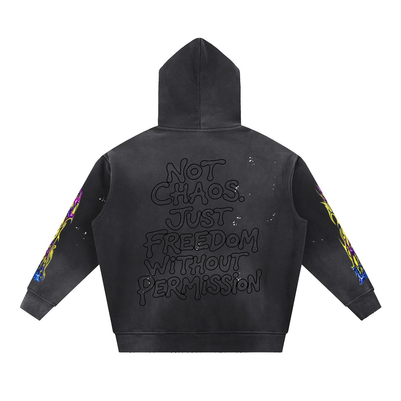 Vintage Washed Frayed Fleece Hoodie