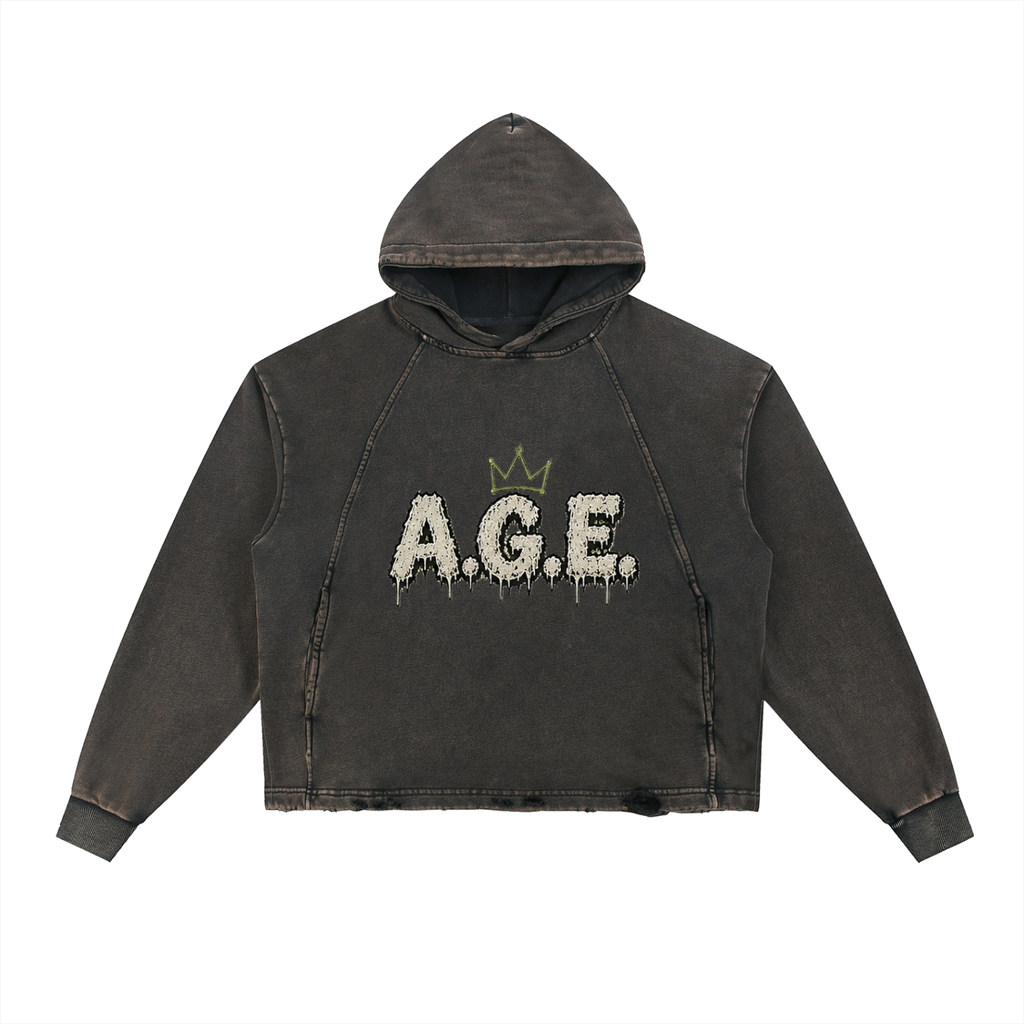 Vintage Washed Frayed-Hem Hoodie