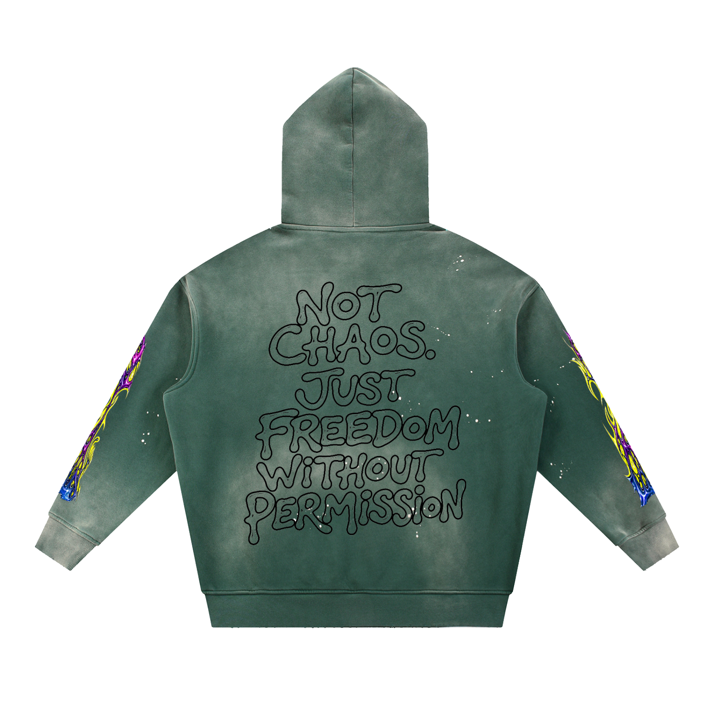 Vintage Washed Frayed Fleece Hoodie