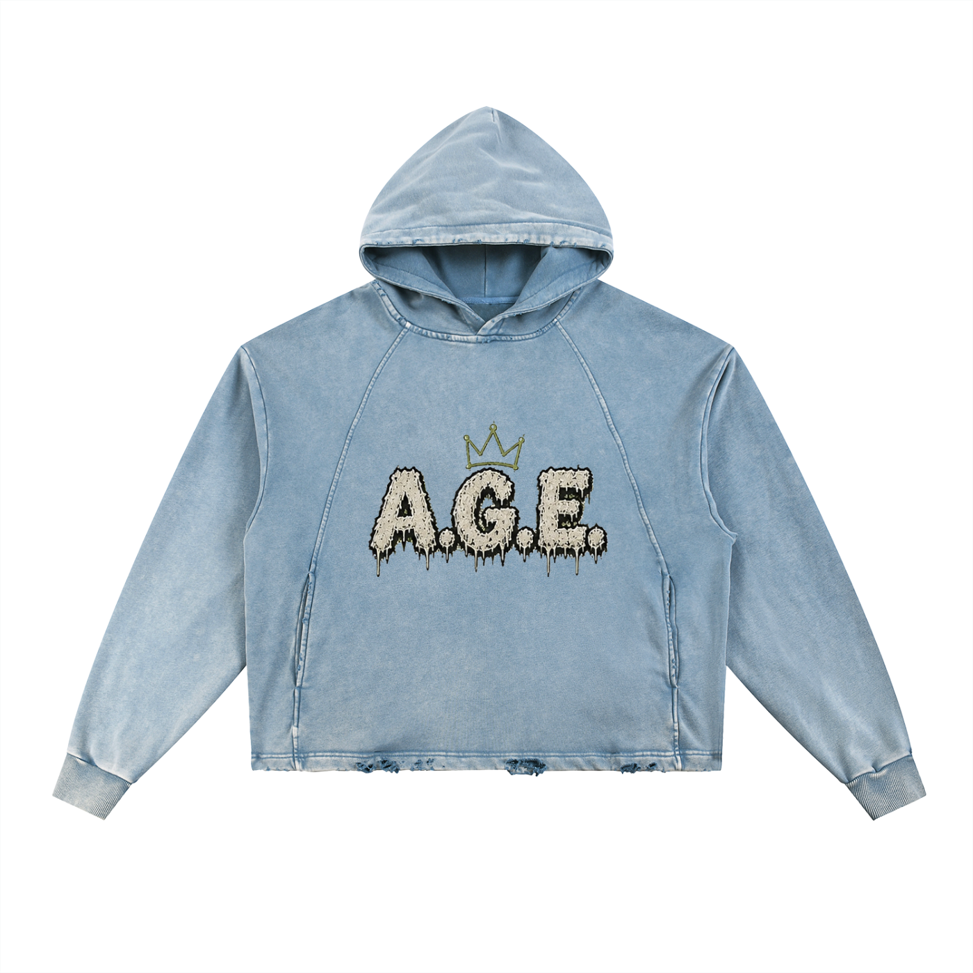 Vintage Washed Frayed-Hem Hoodie