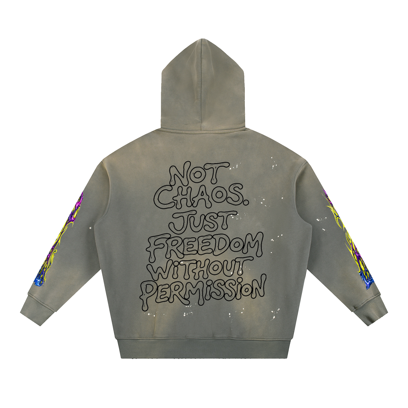 Vintage Washed Frayed Fleece Hoodie