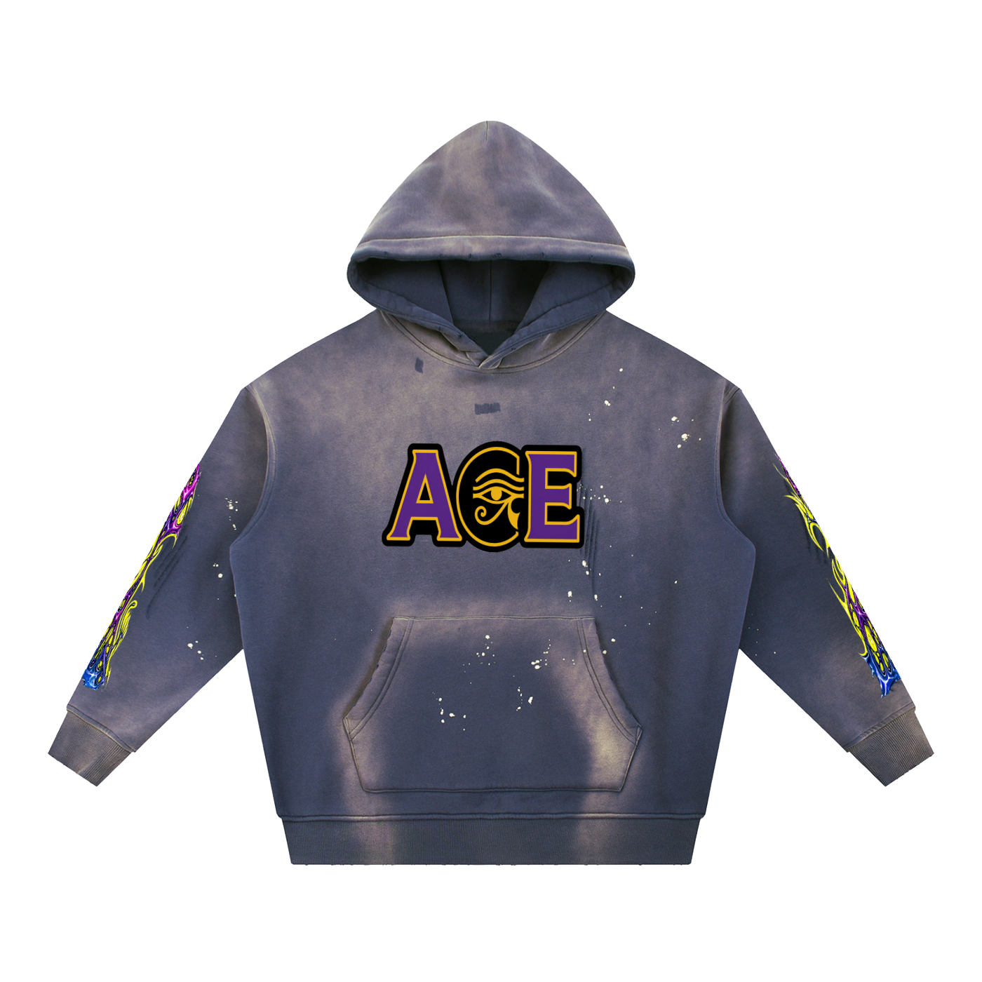 Vintage Washed Frayed Fleece Hoodie