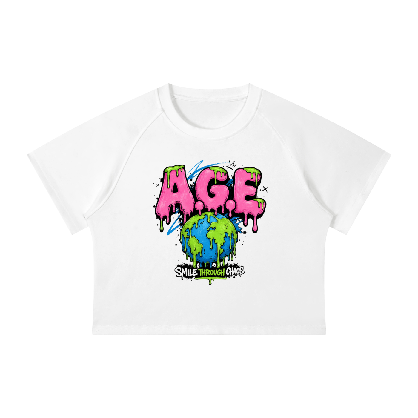 A.G.E Women's Mineral Wash Raglan Crop T-Shirt