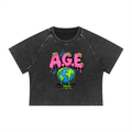 A.G.E Women's Mineral Wash Raglan Crop T-Shirt