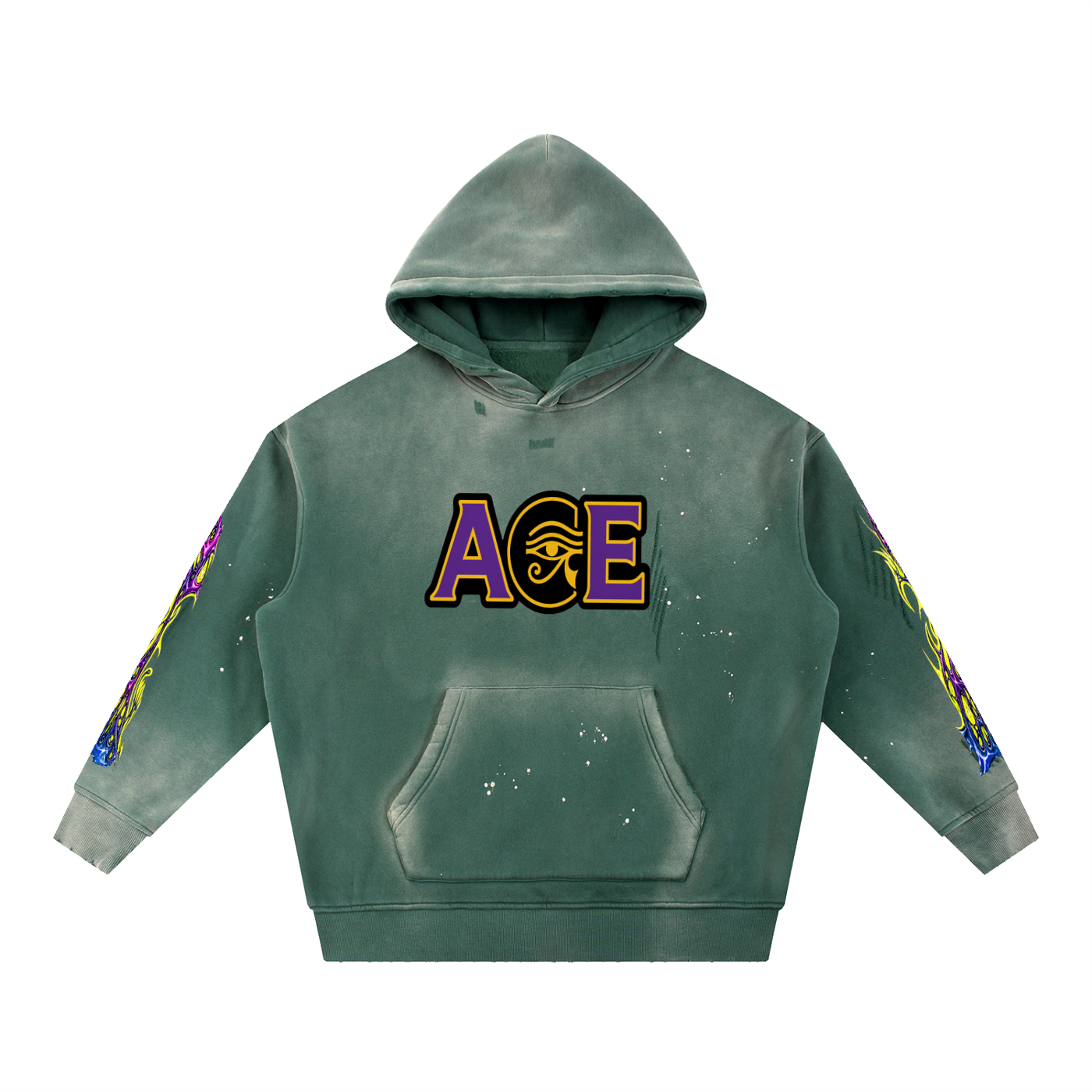 Vintage Washed Frayed Fleece Hoodie
