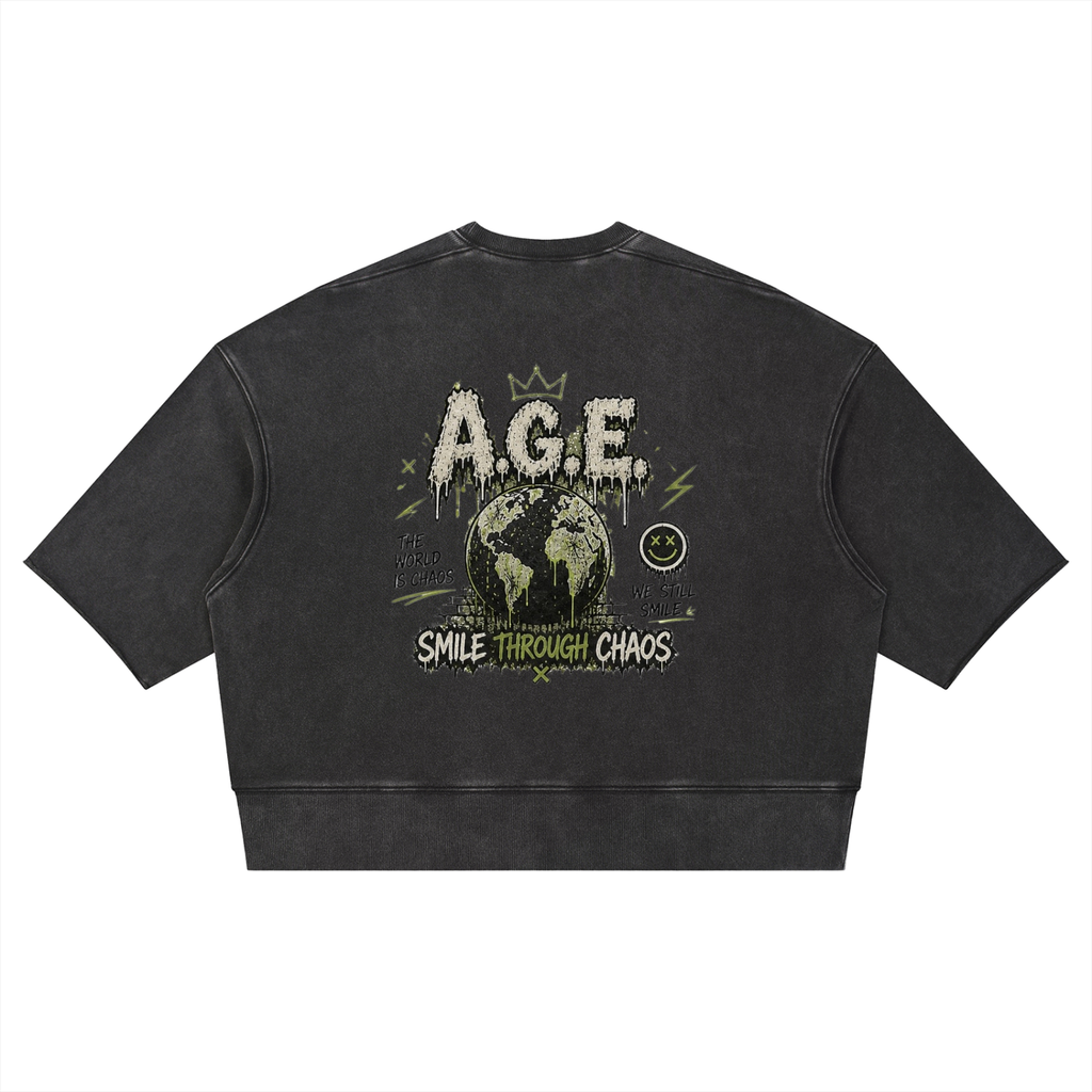 Unisex Mineral Wash Boxy Raw Edge T-Shirt