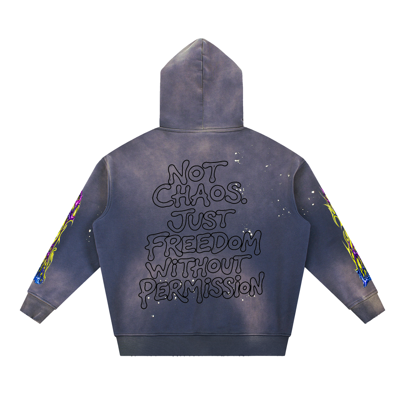 Vintage Washed Frayed Fleece Hoodie