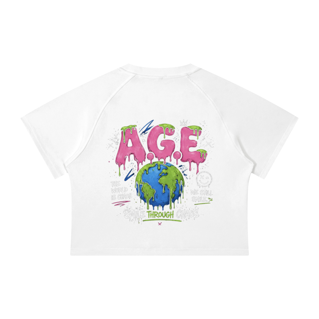A.G.E Women's Mineral Wash Raglan Crop T-Shirt
