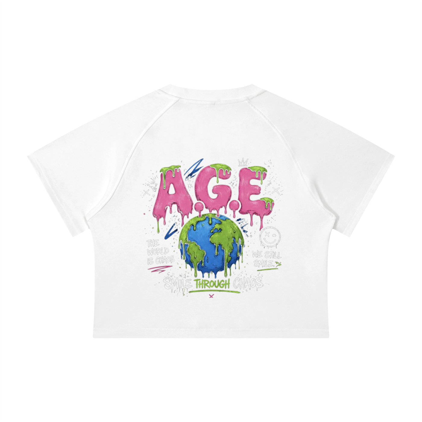 A.G.E Women's Mineral Wash Raglan Crop T-Shirt