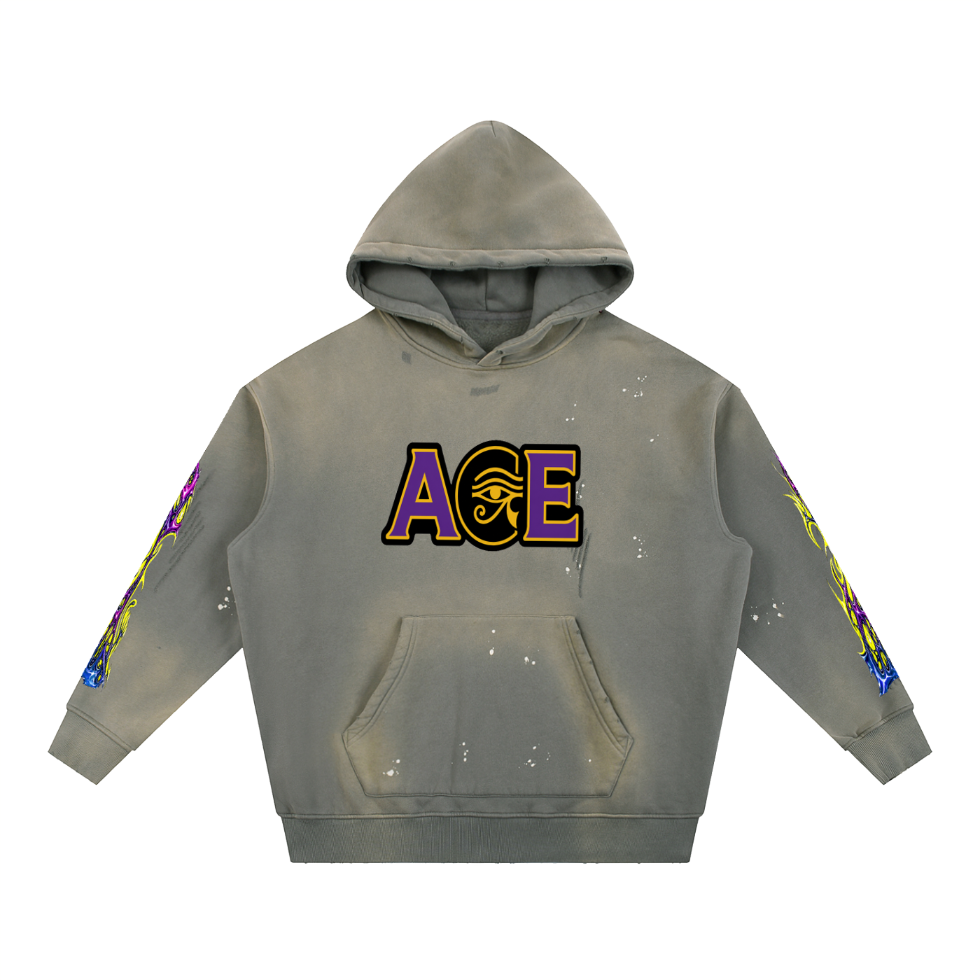 Vintage Washed Frayed Fleece Hoodie